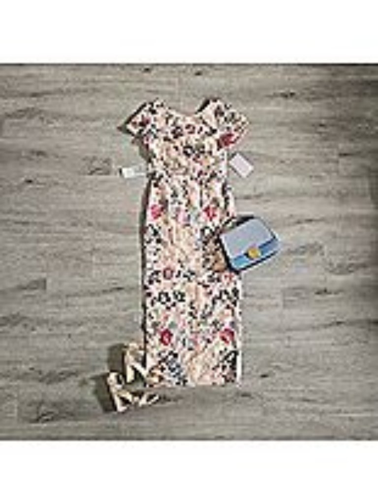Js Collection Magnolia Floral Embroidery Gown, Size 10, Multi Color